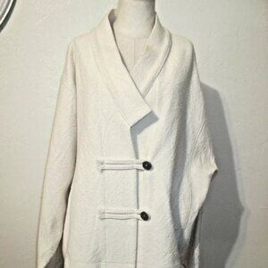 Vintage Cream Women's Jacket Kimono Style Batwing Toggle Buttons Timeless REVU